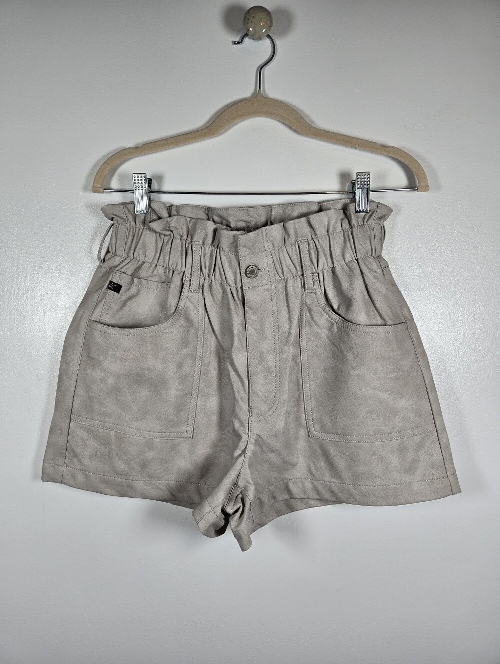 KanCan Faux Leather Paper Bag Waist Shorts Size Large